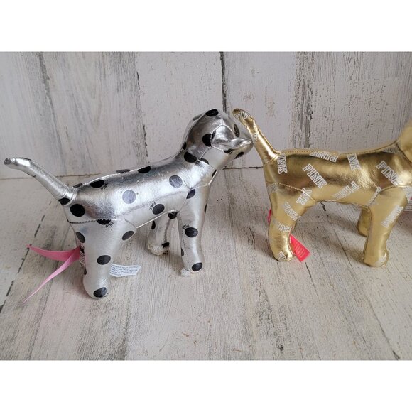 Victoria's Secret metallic gold dog plush set decor collectible polka dot - Picture 2 of 10